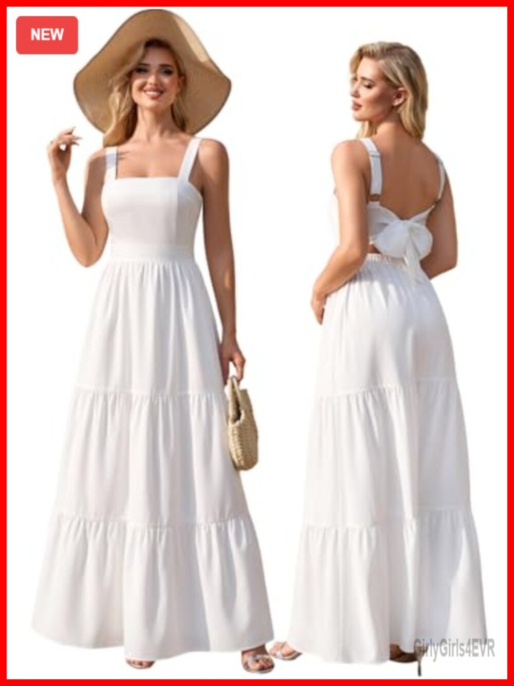 Floral Maxi Sundress Square Neck Bow Tie Back Sleeveless A-Line - Picture 1 of 5